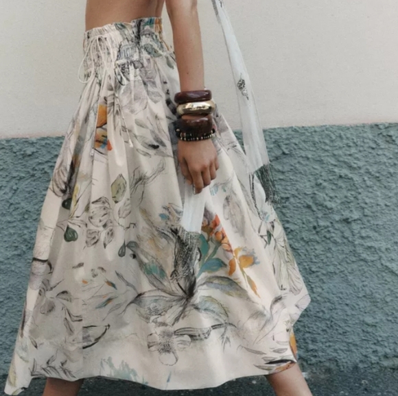 Zara ZW Collection Floral Print Midi Skirt - Picture 2 of 4